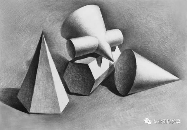 画石膏几何体的四个步骤(多个石膏组合画法与步骤)(6)