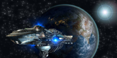 ​一艘奇异的世界飞船离地球100000公里