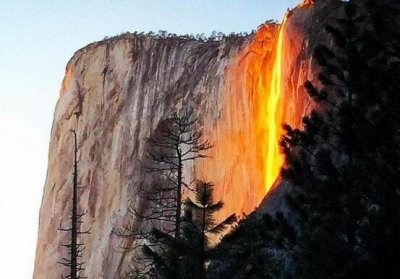 ​揭秘美国天然壮瞅之火瀑布，实则特定角度发生的光学效验