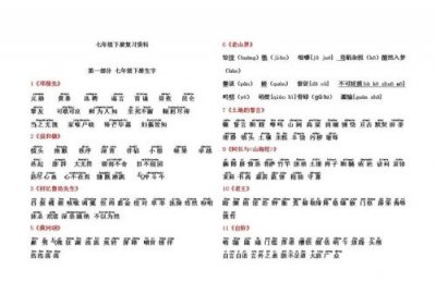 七年级生字词大全下册(七年级生字词大全)
