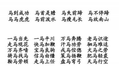 ​带有马字的成语，写出带有马字的四字自语？