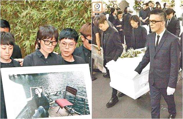 卢凯彤告别式,余静萍(左)手捧遗照