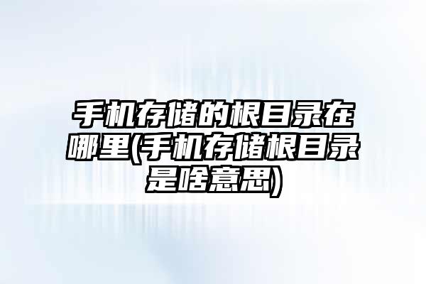 手机存储的根目录在哪里(手机存储根目录是啥意思)