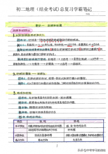 中考地理总复习(初二结业考)学霸笔记,这样学,也能拿下100分