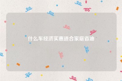 什么车经济实惠适合家庭省油