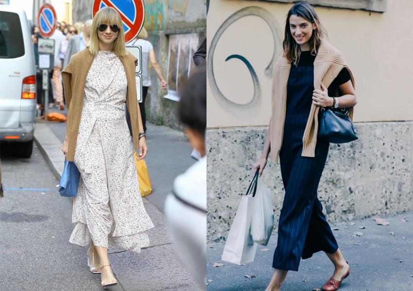 毛衣披着穿搭配图片 毛衣披着穿搭配图片