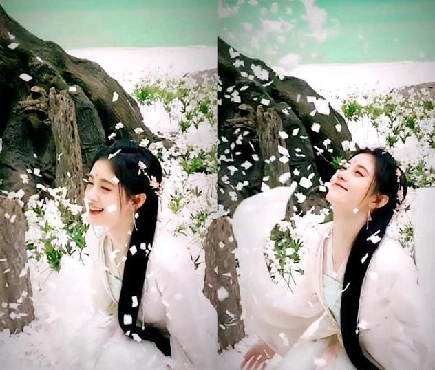 鞠婧祎再出古装照片,轻盈柔和仙气十足,像一幅仙女画