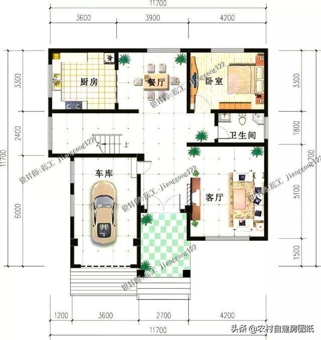 5款带车库的农村别墅,第2款户型方正风水好,最后一款还带地下室