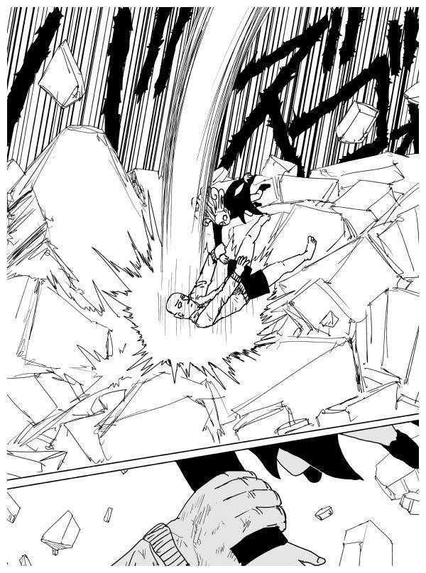 一拳超人原作版103话:埼玉VS龙卷,埼玉的运动衫被吹烂了