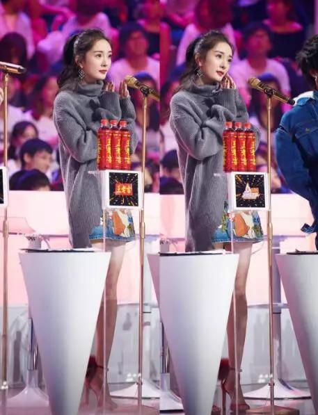 杨幂在明日之子中又露脸了,半丸子头+露肩装超吸睛,有点奼女萌