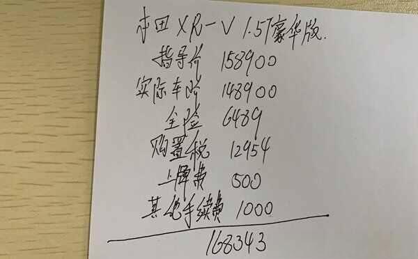 本田XRV落地价格表,XRV1.5t豪华版落地价17.5万亏不亏-