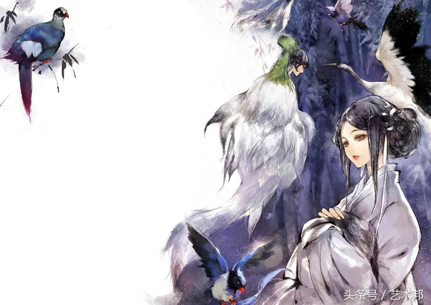 一组满分的高清古风水墨唯美人物手绘插画 一个叫景殊的插画奇侠