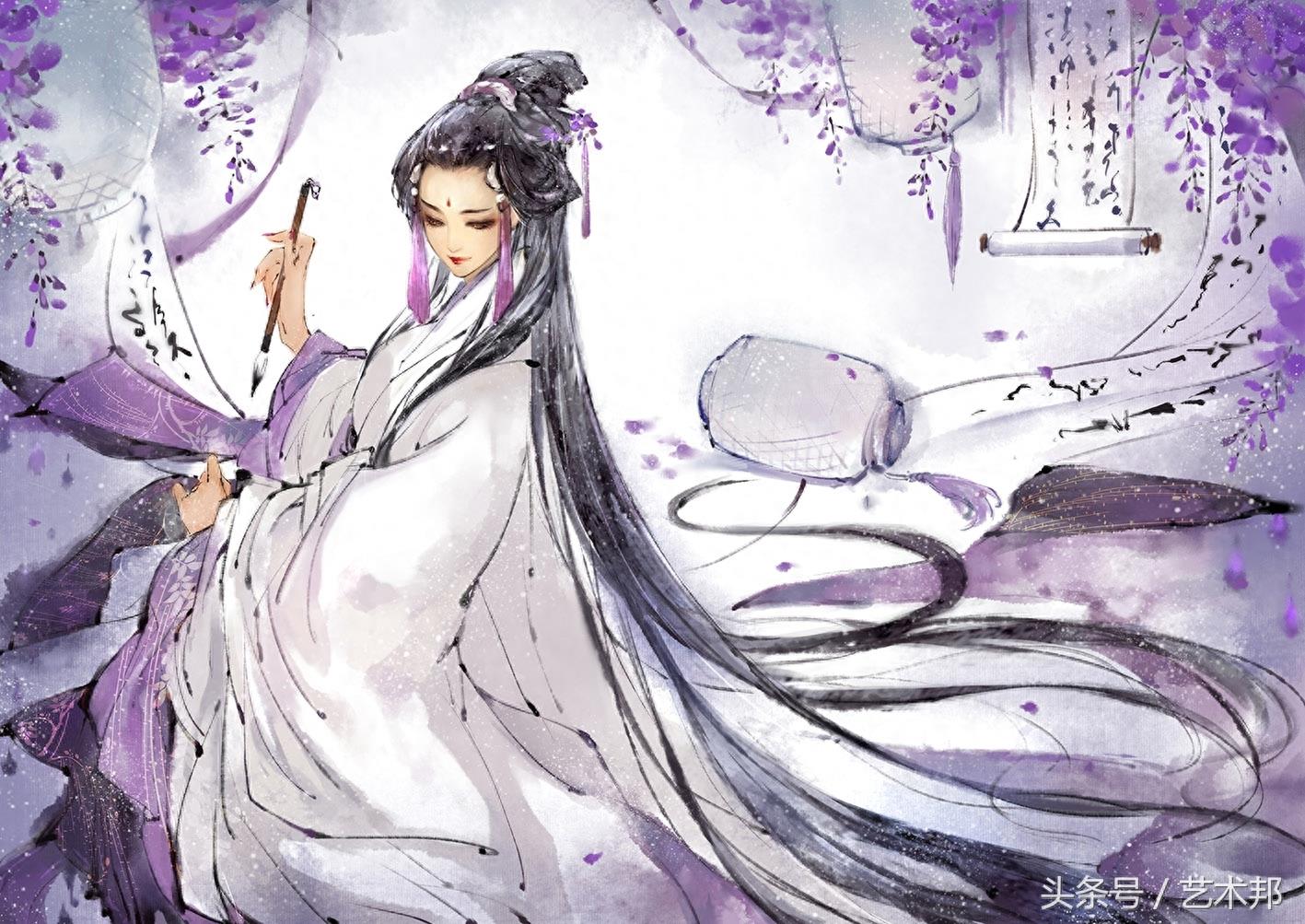 一组满分的高清古风水墨唯美人物手绘插画 一个叫景殊的插画奇侠