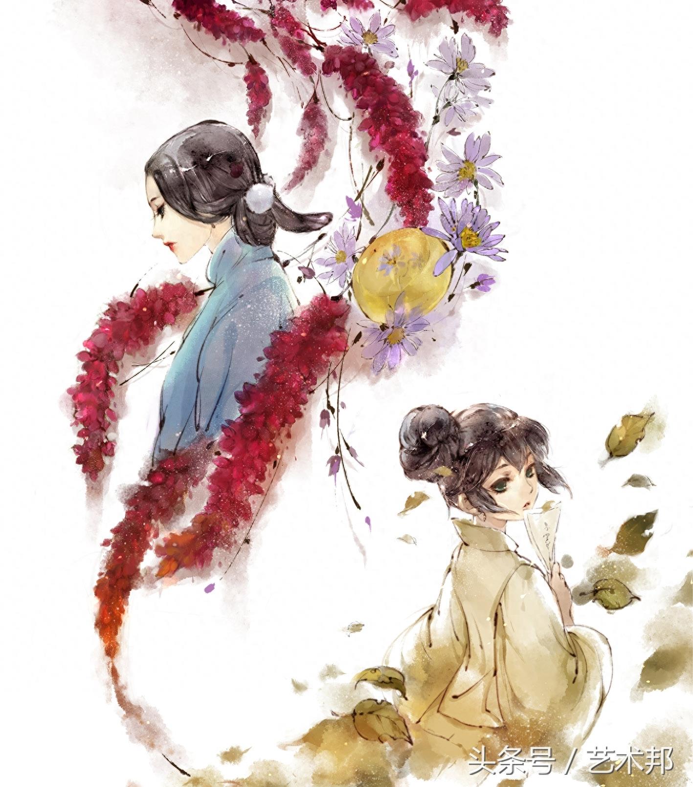 一组满分的高清古风水墨唯美人物手绘插画 一个叫景殊的插画奇侠