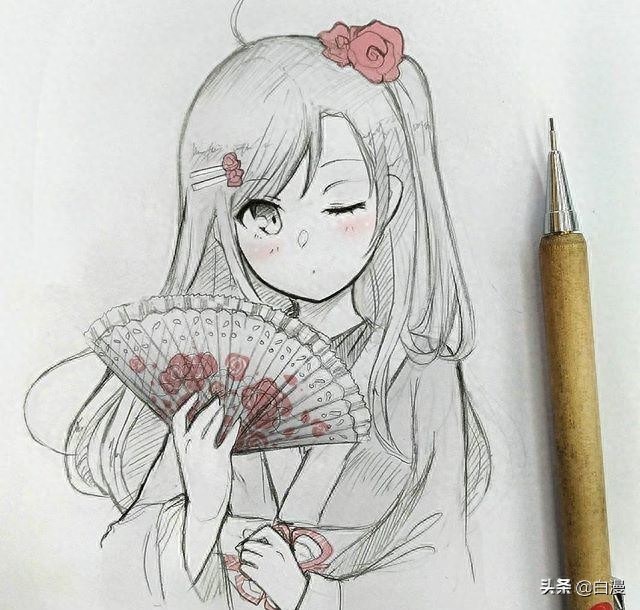 一组动漫人物线稿,跃然纸上的二次元美少女,你是否喜欢?