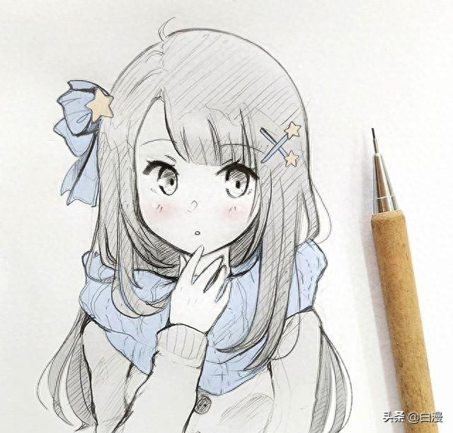 一组动漫人物线稿,跃然纸上的二次元美少女,你是否喜欢?