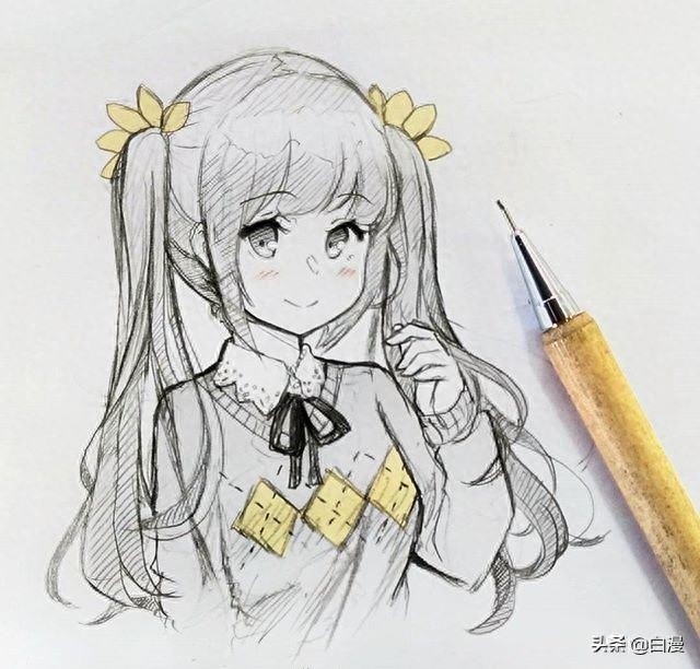 一组动漫人物线稿,跃然纸上的二次元美少女,你是否喜欢?