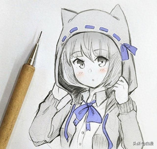 一组动漫人物线稿,跃然纸上的二次元美少女,你是否喜欢?