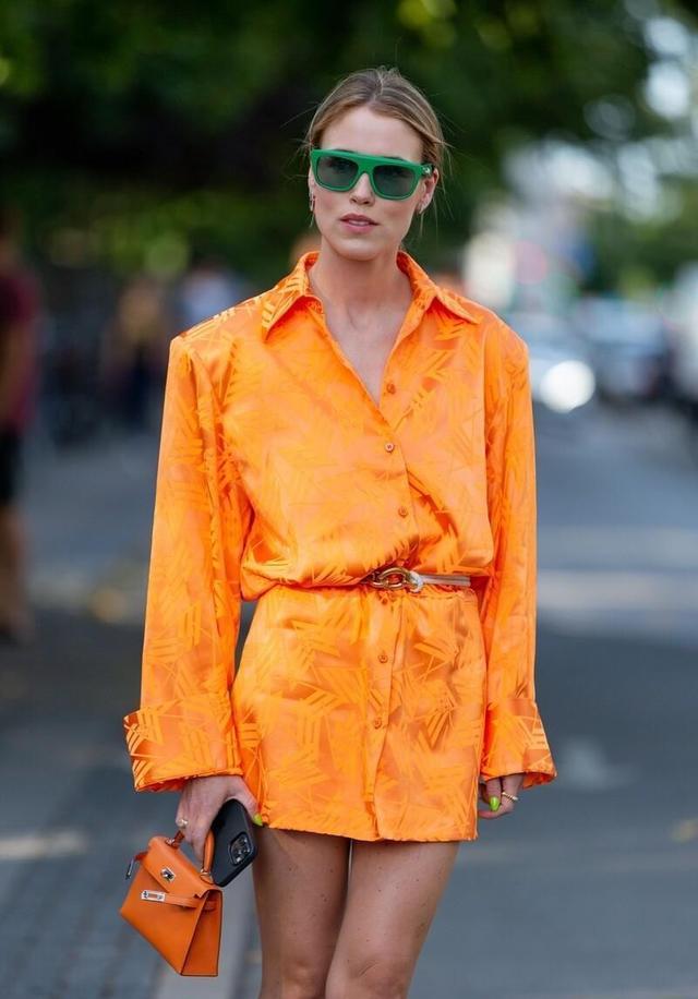 橘色套装穿搭(橘色看着太有气质了)(10)