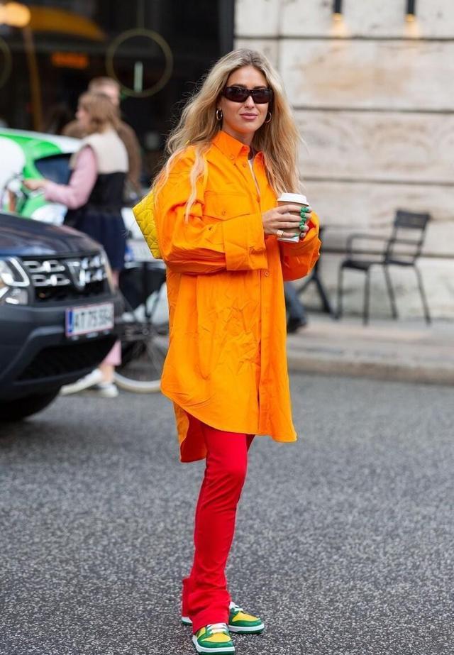 橘色套装穿搭(橘色看着太有气质了)(2)