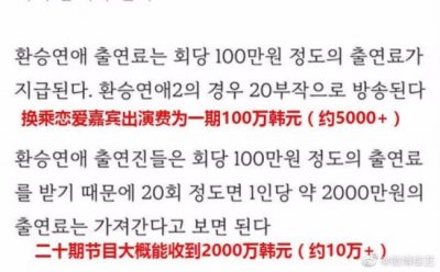 挣得不多!换乘恋爱2嘉宾出演费疑曝光