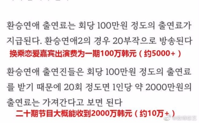 挣得不多!换乘恋爱2嘉宾出演费疑曝光