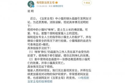 《当家主母》中毒猫画面引争议 《延禧攻略》也有过类似争议