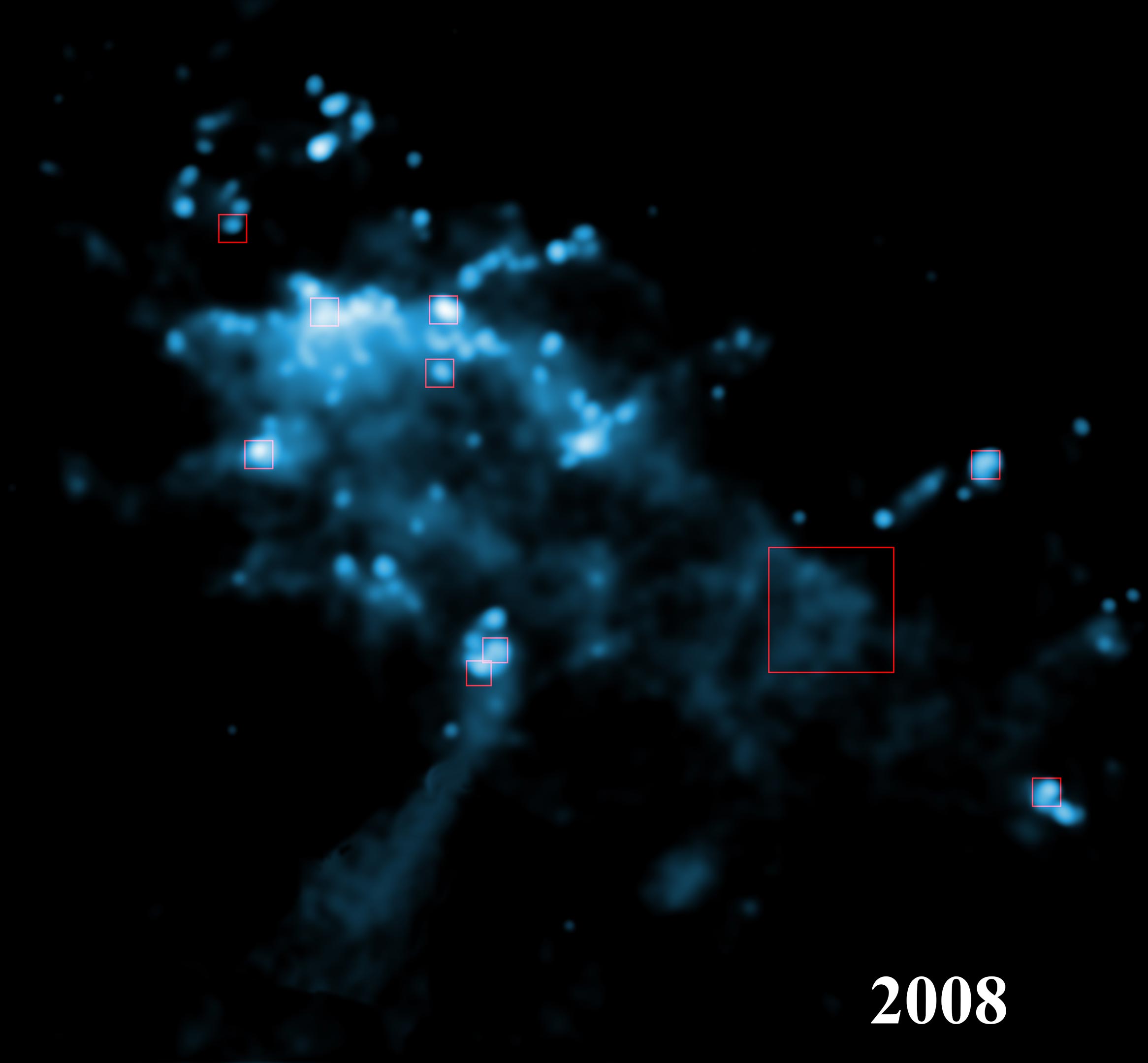 天文学家拍摄到超新星爆炸碎片MSH 15-52撞上RCW 89气体墙