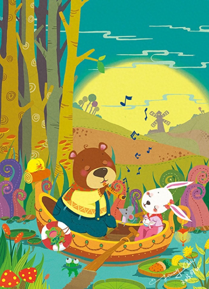 色彩丰富,形象可爱,一组超好看的森系插画作品