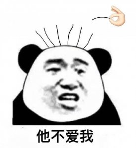 熊猫头拔头发表情包:他不爱我他爱我