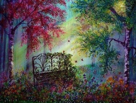 惊艳！超好看的一组丙烯风景画，仿佛置身于梦境般的童话世界