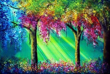 惊艳！超好看的一组丙烯风景画，仿佛置身于梦境般的童话世界