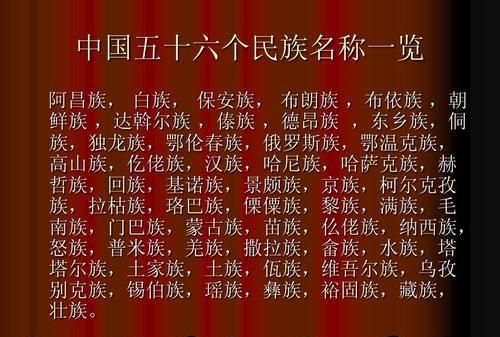 中国56个民族有哪些民族名称带拼音