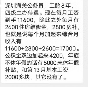 ​深圳海关公务员薪资揭秘：网友惊呼高薪来袭！