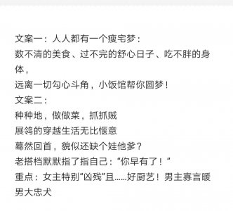 ​《小饭馆》穿越开饭馆，让人流口水的美食种田文